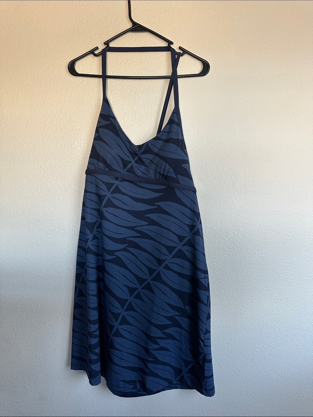Patagonia Navy Leaf-Print Backless Sundress